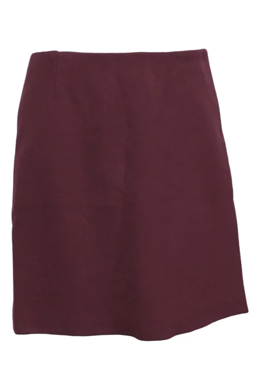 Burgundy wool-blend Cavalry twill pull-on mini pencil skirt