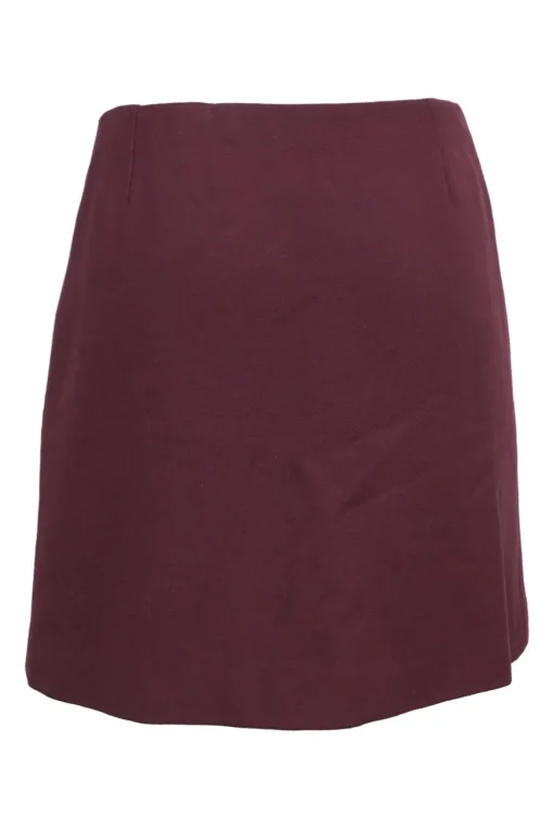 Burgundy wool-blend Cavalry twill pull-on mini pencil skirt