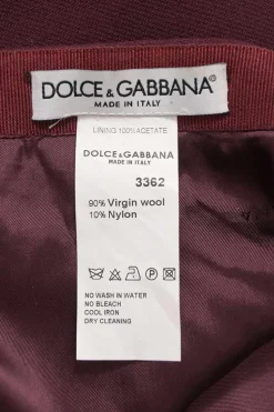 Burgundy wool-blend Cavalry twill pull-on mini pencil skirt