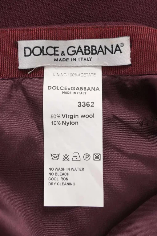 Burgundy wool-blend Cavalry twill pull-on mini pencil skirt