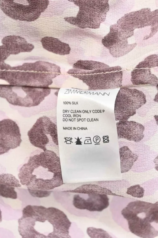 Burgundy-pink leopard print silk spread collar short sleeve cargo shirt