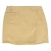 Butter yellow polyester-blend pull-on apron-style mini skirt with cargo hip pocket