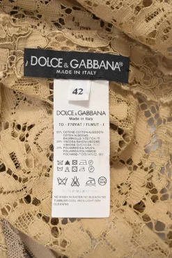 Camel cotton-blend floral lace sleeveless peek-a-boo blouse