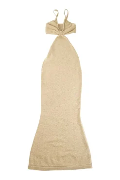 Camel cotton-blend Serita knit maxi dress with cutout sides and scooped open back
