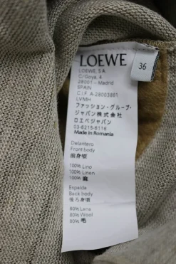 Camel wool-blend camel hair and taupe linen pullover tie waist long sleeve midi dress with floral motif