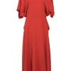 Carmine bias-cut acetate-blend drop-waist dolman sleeve midi dress