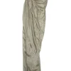 Champagne draped viscose-blend satin asymmetric one-shoulder sheath dress