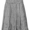 Charcoal abstract jacquard pull-on drop-waist A-line midi circle skirt with grosgrain waistband