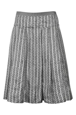Charcoal abstract jacquard pull-on drop-waist A-line midi circle skirt with grosgrain waistband