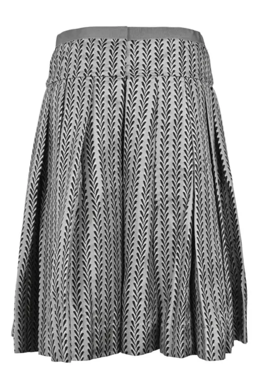 Charcoal abstract jacquard pull-on drop-waist A-line midi circle skirt with grosgrain waistband