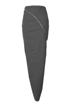 Charcoal bias-cut viscose-blend asymmetric maxi skirt with functional metallic zip appliqué