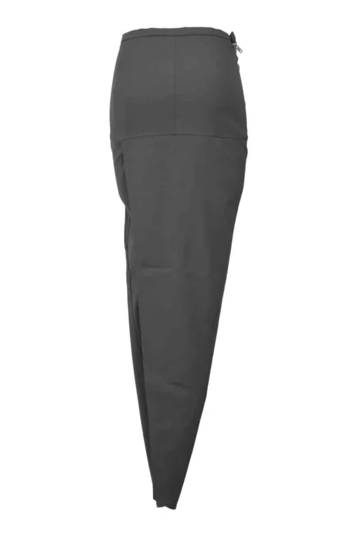 Charcoal bias-cut viscose-blend asymmetric maxi skirt with functional metallic zip appliqué