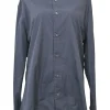 Charcoal cotton button-front classic collar shirt
