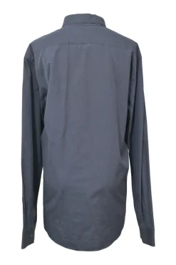 Charcoal cotton button-front classic collar shirt