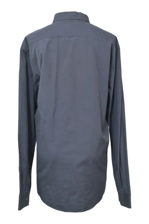 Charcoal cotton button-front classic collar shirt