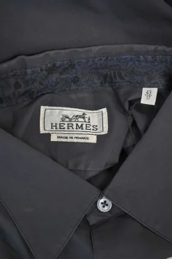Charcoal cotton button-front classic collar shirt