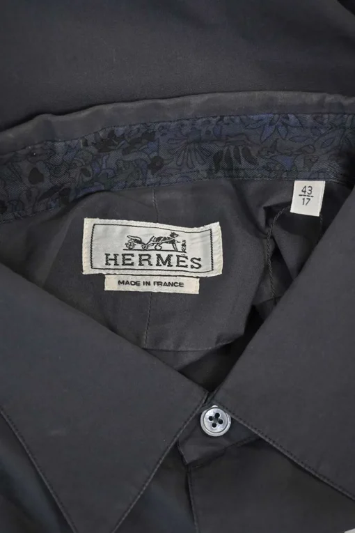 Charcoal cotton button-front classic collar shirt