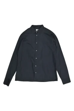 Charcoal cotton button-front classic collar shirt