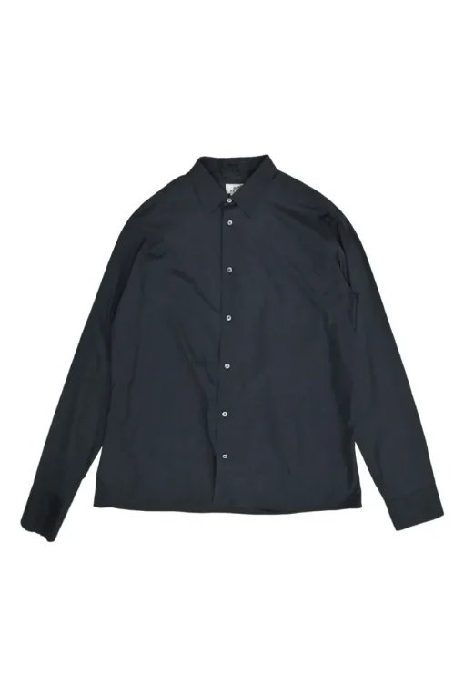 Charcoal cotton button-front classic collar shirt