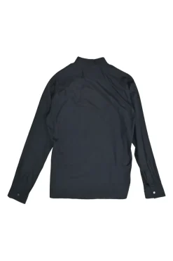 Charcoal cotton button-front classic collar shirt
