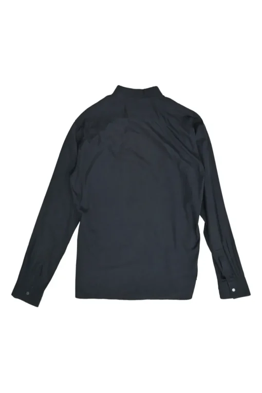 Charcoal cotton button-front classic collar shirt