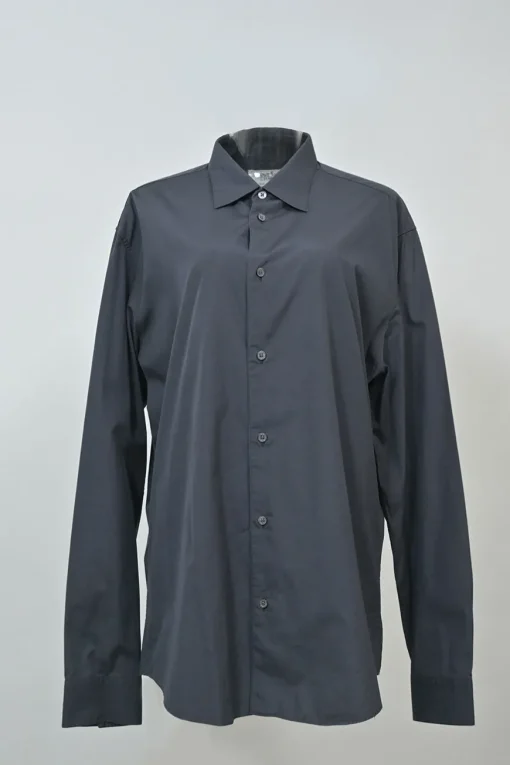 Charcoal cotton button-front classic collar shirt