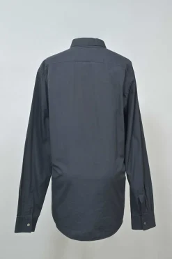 Charcoal cotton button-front classic collar shirt