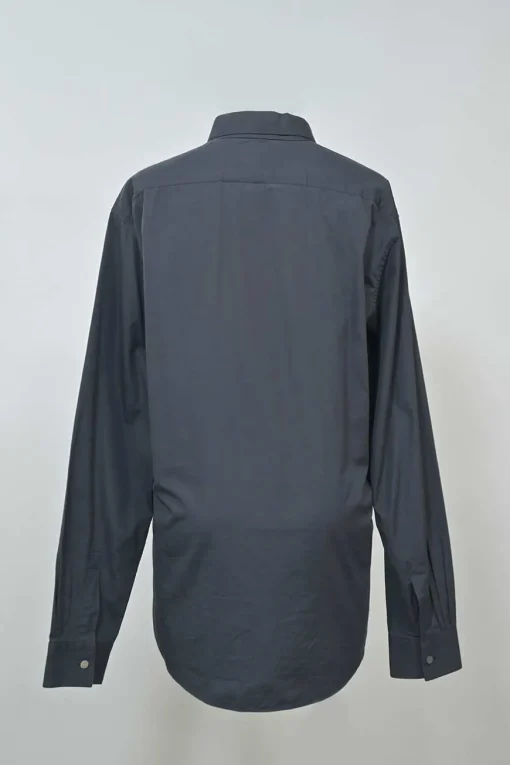 Charcoal cotton button-front classic collar shirt
