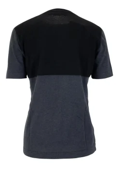 Charcoal cotton jersey short-sleeve T-shirt with black knit yoke