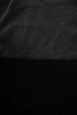 Charcoal cotton jersey short-sleeve T-shirt with black knit yoke