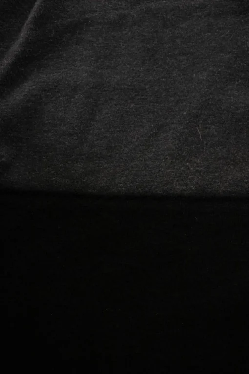 Charcoal cotton jersey short-sleeve T-shirt with black knit yoke
