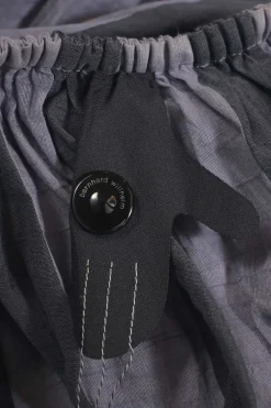 Charcoal draped stripe linen-blend Lady Body Magic sarong-style ruffled convertible skirt