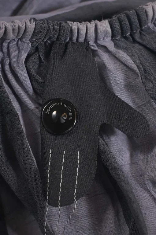 Charcoal draped stripe linen-blend Lady Body Magic sarong-style ruffled convertible skirt