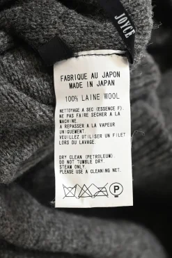 Charcoal draped wool roll jersey stand collar button-front dolman sleeve cardigan with argyle pointelle knit inserts