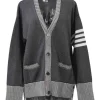 Charcoal intarsia knit Hector Icon button-front cardigan