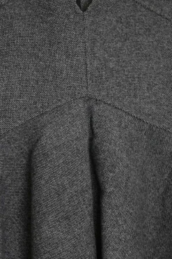 Charcoal paneled wool tweed plunge pinafore mini A-line dress