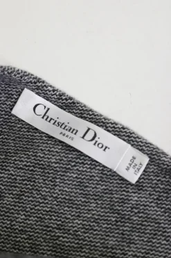 Charcoal paneled wool tweed plunge pinafore mini A-line dress