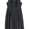 Charcoal sleeveless pleated mini dress