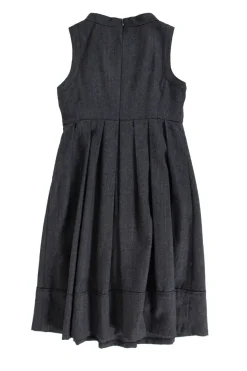 Charcoal sleeveless pleated mini dress