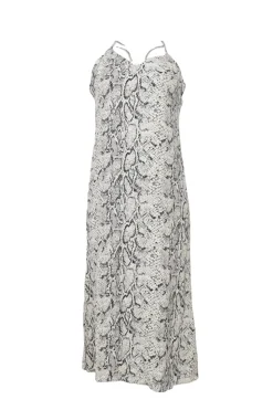 Charcoal viscose-blend python print criss-cross racerback slip dress