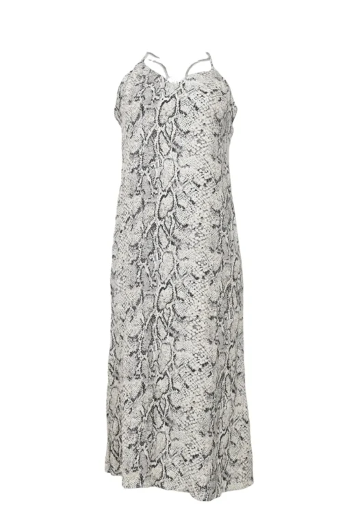 Charcoal viscose-blend python print criss-cross racerback slip dress