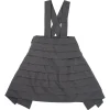 Charcoal wool-blend raw edge corduroy tiered A-line pinafore dress with criss-cross strap back