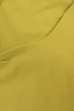 Chartreuse elastane-blend portrait neck pullover top with cutout lace-up half sleeves