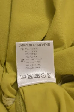 Chartreuse elastane-blend portrait neck pullover top with cutout lace-up half sleeves