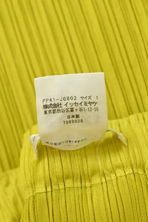 Chartreuse polyester pull-on plissé midi skirt