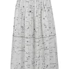 Chez Moi two-tone printed cotton pull-on A-line midi lounge skirt featuring original zodiac print by Pietro Ruffo
