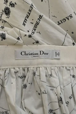 Chez Moi two-tone printed cotton pull-on A-line midi lounge skirt featuring original zodiac print by Pietro Ruffo