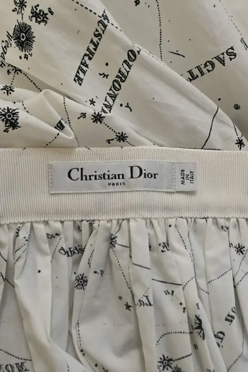 Chez Moi two-tone printed cotton pull-on A-line midi lounge skirt featuring original zodiac print by Pietro Ruffo