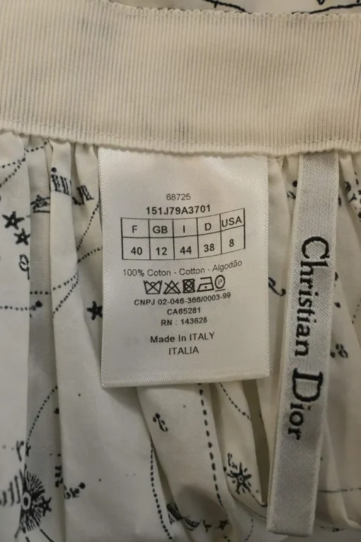 Chez Moi two-tone printed cotton pull-on A-line midi lounge skirt featuring original zodiac print by Pietro Ruffo