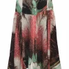 Class viscose multi-colour abstract print drop-waist handkerchief skirt